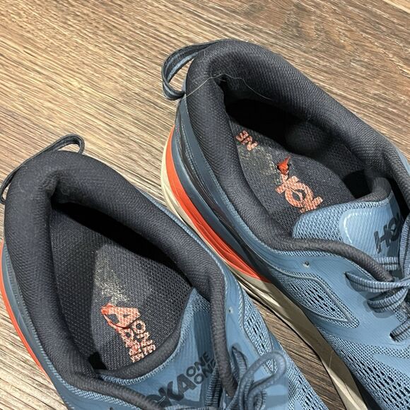 Hoka One One Bondi 7 Men's 12 Running Shoes 1110518 RTOS Blue Teal Orange - Picture 10 of 13